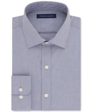 Tommy Hilfiger Men's Fitted Performance Flex Non-iron Fineline Stripe Dress Shirt