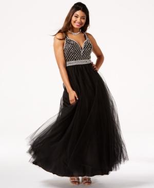 Say Yes To The Prom Embellished Strappy-back Gown, A Macy's Exclusive Style