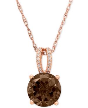 Smoky Quartz (2-1/2 Ct. T.w.) And Diamond (1/8 Ct. T.w.) Pendant Necklace In 14k Rose Gold