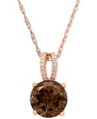 Smoky Quartz (2-1/2 Ct. T.w.) And Diamond (1/8 Ct. T.w.) Pendant Necklace In 14k Rose Gold