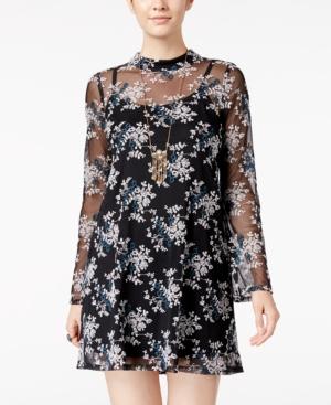Speechless Juniors' Embroidered Mesh Shift Dress, A Macy's Exclusive