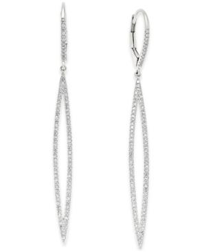 Diamond Leverback Long Marquise Drop Earrings (1/3 Ct. T.w.) In 14k White Gold
