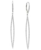 Diamond Leverback Long Marquise Drop Earrings (1/3 Ct. T.w.) In 14k White Gold
