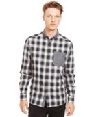 Kenneth Cole Reaction Print Contrast-trim Shirt