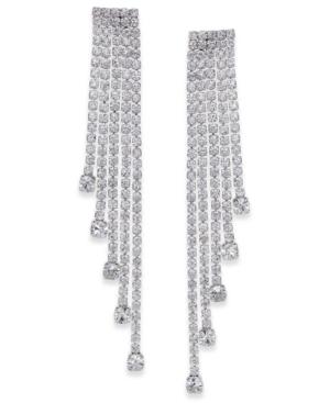 Joan Boyce Silver-tone Crystal Chain Fringe Drop Earrings