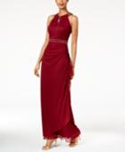 B & A By Betsy & Adam Embellished Halter Gown