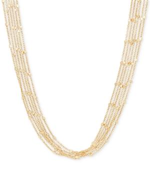 Multi-chain Square Beaded Statement Necklace In Italian 18k Gold
