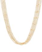 Multi-chain Square Beaded Statement Necklace In Italian 18k Gold