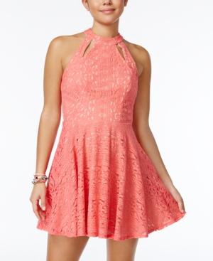 City Triangles Juniors' Cutout Lace Skater Dress