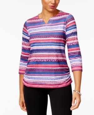 Alfred Dunner Embellished Split-neck Top