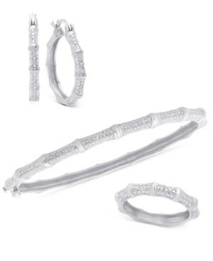 Victoria Townsend Diamond 3-pc Set (1/4 Ct. T.w.) Bamboo-look Bangle, Ring And Hoop Earrings In 18k Yellow Or Rose Gold-plated Sterling Silver Or Sterling Silver