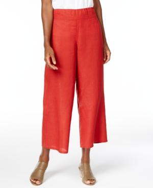Eileen Fisher Organic Linen Cropped Wide-leg Pants