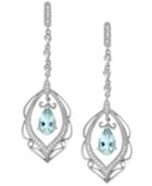 Aquamarine (1-3/8 Ct. T.w.) And Diamond (1/6 Ct. T.w.) Drop Earrings In Sterling Silver