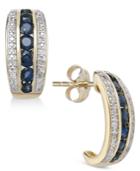 Sapphire (1-1/5 Ct. T.w.) And Diamond (1/10 Ct. T.w.) Earrings In 14k Yellow Gold Over Sterling Silver