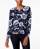 Karen Scott Petite Floral Cardigan, Only At Macy's