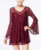 Crystal Doll Juniors' Bell-sleeve Lace Shift Dress