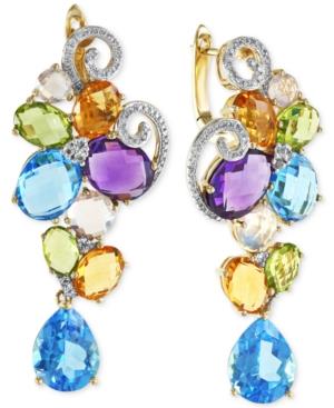 Mosaic By Effy Diamond (1/5 Ct. T.w.) And Multicolor Cluster Earrings In 14k Gold