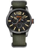 Boss Orange Men's Paris Green Grosgrain Strap Watch 47mm 1513312