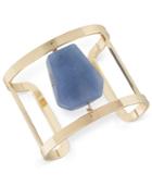 Carolee Gold-tone Blue Lace Agate Cuff Bracelet