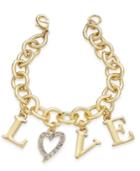 Thalia Sodi Gold-tone Pave Heart Love Charm Bracelet, Only At Macy's