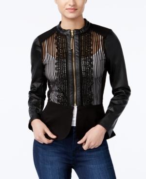 Xoxo Juniors' Faux-leather Peplum Moto Jacket