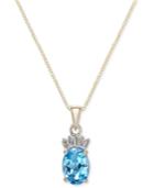 Blue Topaz (1-5/8 Ct. T.w.) & Diamond Accent 18 Pendant Necklace In 14k Gold