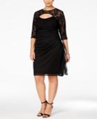 Betsy & Adam Plus Size Lace Cutout Cocktail Dress