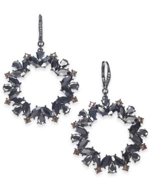 I.n.c. Hematite-tone Crystal & Stone Drop Hoop Earrings, Created For Macy's
