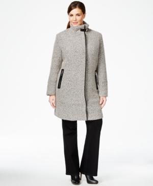 Calvin Klein Plus Size Faux-leather-trim Buckled Walker Coat