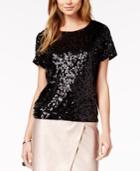 Bar Iii Sequined Mesh Top, Created For Macy's