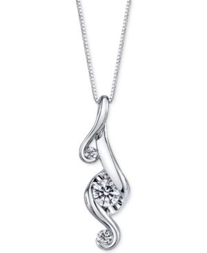 Proud Mom Diamond 3-stone Pendant Necklace (1/3 Ct. T.w.) In 14k White Gold