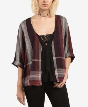 Volcom Juniors' Cotton Plaid Kimono Top