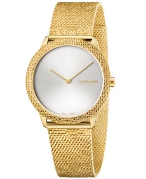 Calivn Klein Women's Swiss Minimal Yellow Gold-tone Pvd Stainless Steel Mesh Bracelet Watch 35mm