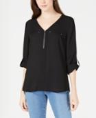 Bcx Juniors' Zip Roll-tab Top