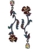 Betsey Johnson Two-tone Multi-stone Flower Mismatch Earrings