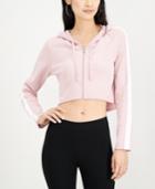 Material Girl Juniors' Cropped Striped-sleeve Hoodie, Created For Macy's