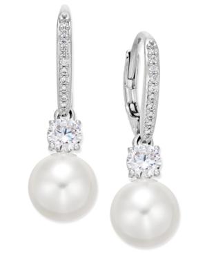 Eliot Danori Silver-tone Crystal Imitation Pearl Drop Earrings