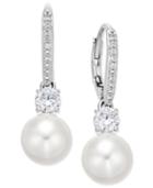 Eliot Danori Silver-tone Crystal Imitation Pearl Drop Earrings