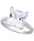 White Topaz (5-3/4 Ct. T.w.) & Diamond (1/10 Ct. T.w.) Ring In 14k White Gold