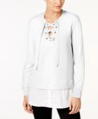 Calvin Klein Lace-up Layered-look Top, A Macy's Exclusive Style