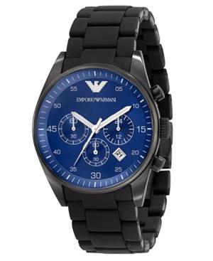 Emporio Armani Watch, Men's Chronograph Black Silicone Wrapped Stainless Steel Bracelet Ar5921