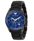 Emporio Armani Watch, Men's Chronograph Black Silicone Wrapped Stainless Steel Bracelet Ar5921