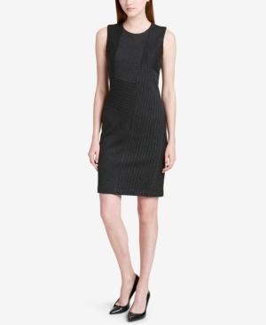 Calvin Klein Pinstriped Patchwork Sheath Dress