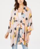 Say What? Juniors' Tie-front Bouquet-print Kimono