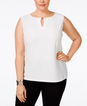 Tahari Asl Plus Size Keyhole Shell