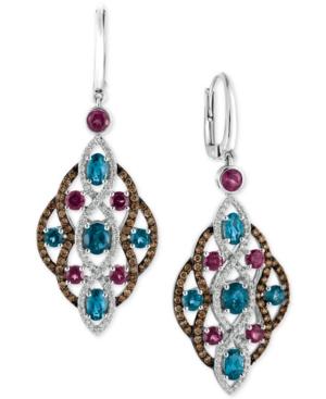 Le Vian Chocolatier Multi-gemstone (4 Ct. T.w.) And Diamond (1-1/4 Ct. T.w.) Drop Earrings In 14k White Gold