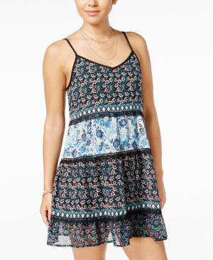 City Studios Juniors' Printed Ruffle-hem Shift Dress