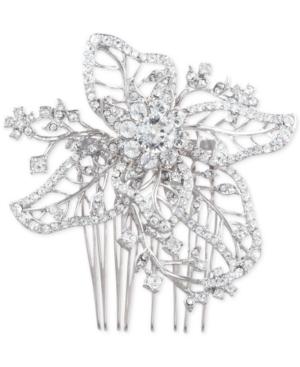 Marchesa Silver-tone Crystal Openwork Flower Hair Comb
