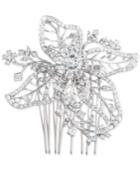 Marchesa Silver-tone Crystal Openwork Flower Hair Comb