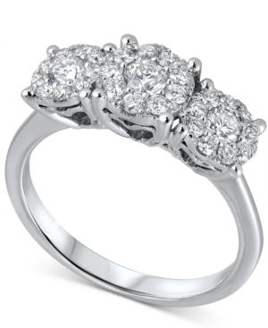 Diamond Triple Cluster Ring (3/4 Ct. T.w.) In 18k White Gold